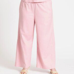 ELOQUII // Pink Linen Wide Leg Pull-On Pants 18 NWT
